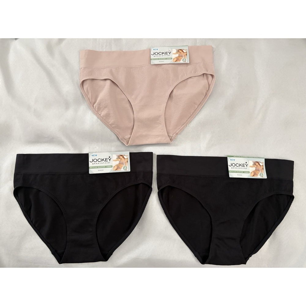 NEW Jockey Generation Seamfree Ribbed Bikini Panty Women's Size Large 3 Pair
